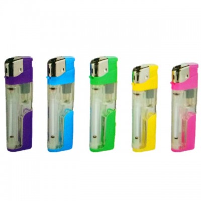 2019 hot LED plastic cigarette flint gas disposable wholesale lighters with flashlight  OEM Customer lighter sticker