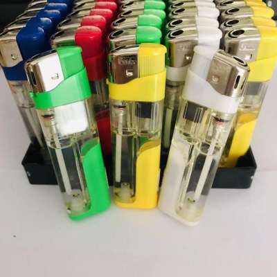 2019 Hot LED Plastic Cigarette Gas disposable wholesale Cheap  lighters with Flashlight OEM Customer Lighter Sticker  ISO1994